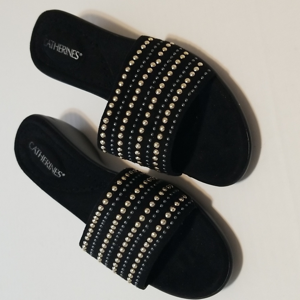 Catherine's black slide wedge 9W new bead trim